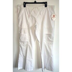 NWT White Cross Scrub Pants Cargo Women's Medium Drawstring Waist Pockets